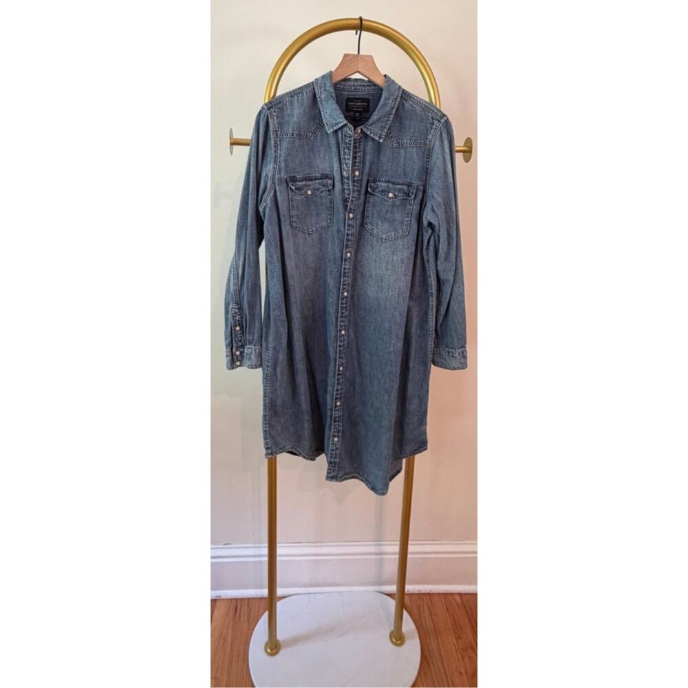 Lucky Brand Denim Shirt Pearl Snap Front Dress, Large